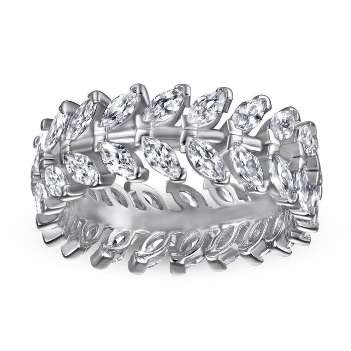 S925 Silver Women's Sterling Row Ring Same Row Diamond Zircon Women's Silver Ring Z+2 1/2 - Dio Kollections