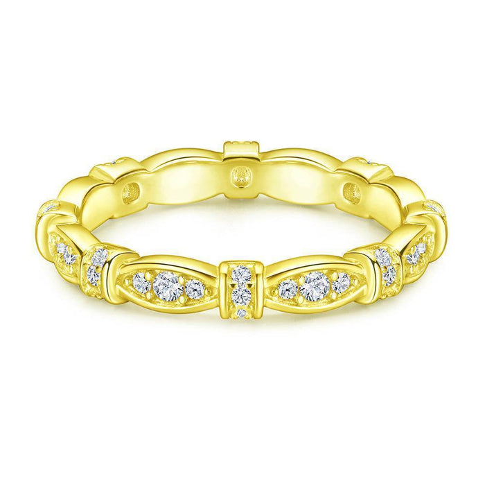 S925 Silver Women's Sterling Row Ring Same Row Diamond Zircon Women's Silver Ring Z+2 1/2 - Dio Kollections