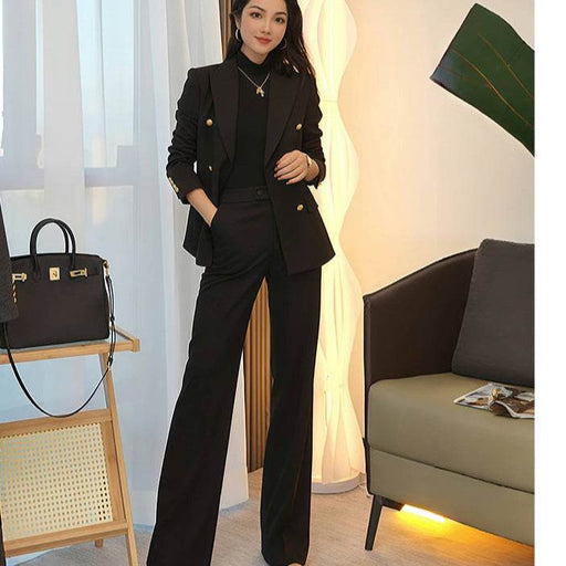 Dio Two-Piece Navy Blue Double-Breasted Professional Women Suit - Dio Kollections