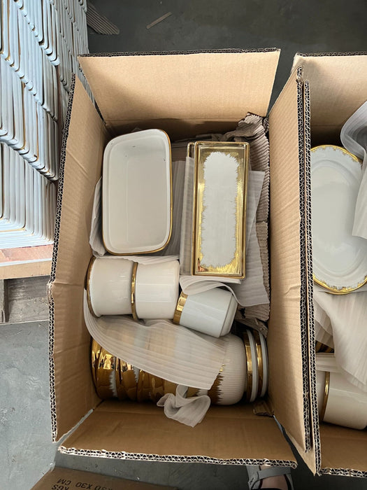 40-50pcs Dinnerware Gold-Edged Electroplated Ceramic Hotel Home Use