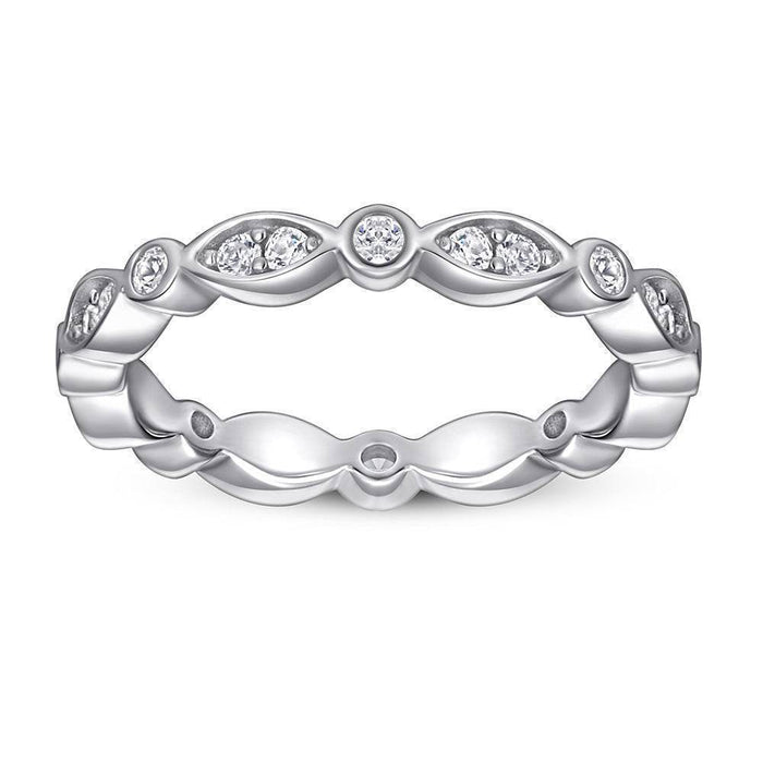 S925 Silver Women's Sterling Row Ring Same Row Diamond Zircon Women's Silver Ring Z+2 1/2 - Dio Kollections