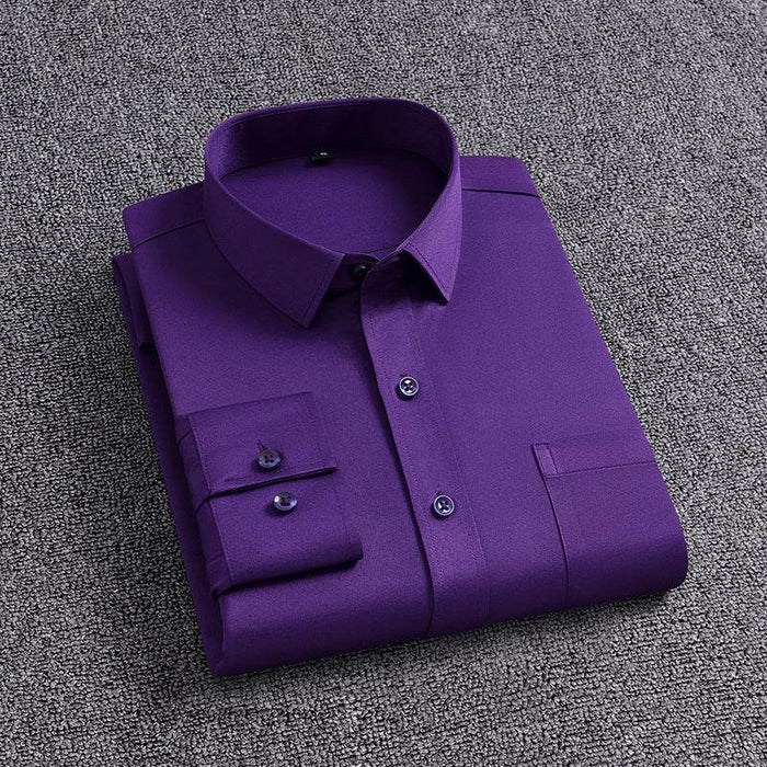 Men's Shirt With Pockets Middle-Aged Long-Sleeved Casual No-iron Four-Sided Stretch Business Shirt - Dio Kollections