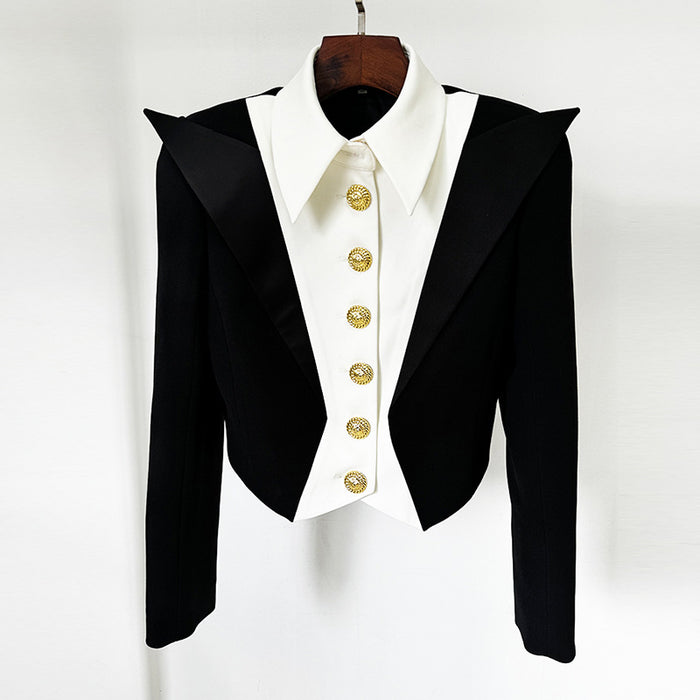 Black tailcoat with gold buttons on a white background