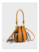 Brown handbag with a keychain on a white background