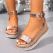 36-42 Sandals One-Strap Thick Sole Buckle Wedge Women's Glossy - Dio Kollections