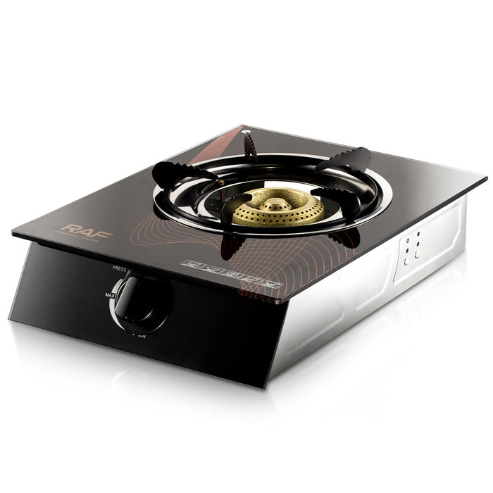Single-burner gas stove on a white background