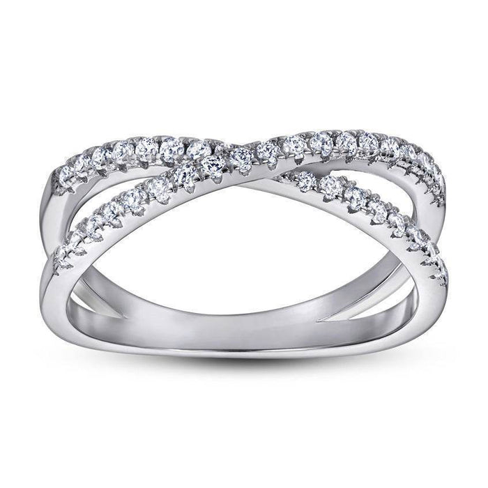 S925 Silver Women's Sterling Row Ring Same Row Diamond Zircon Women's Silver Ring Z+2 1/2 - Dio Kollections