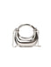 Silver handbag with chain strap on a white background