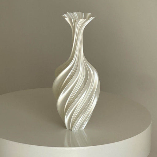 Large Twisted Silk White Art Vase - Modern Nordic Decor - Dio Kollections