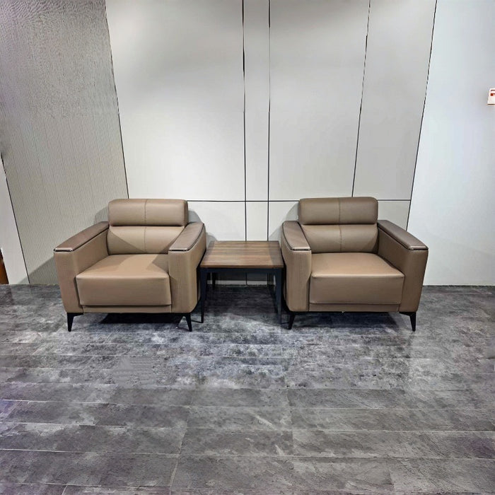 Genuine Leather Three-Seater Set Modern Business Office Reception Sofa