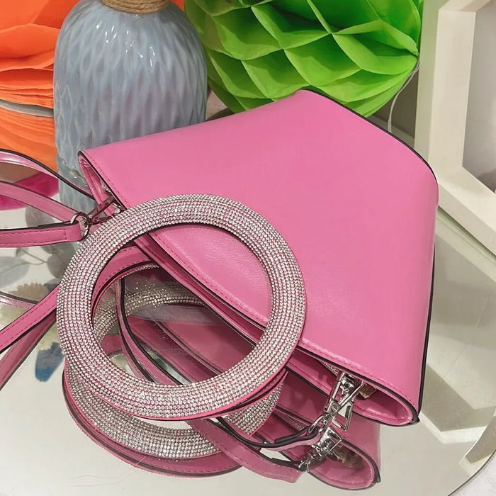 Diamond Round Handle Satchel Basket Bag Single Shoulder Crossbody Bag