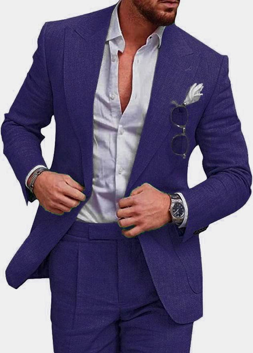 Dio Elegant Men Plus Size Two Pieces Set One Buckle Linen Suit - Dio Kollections