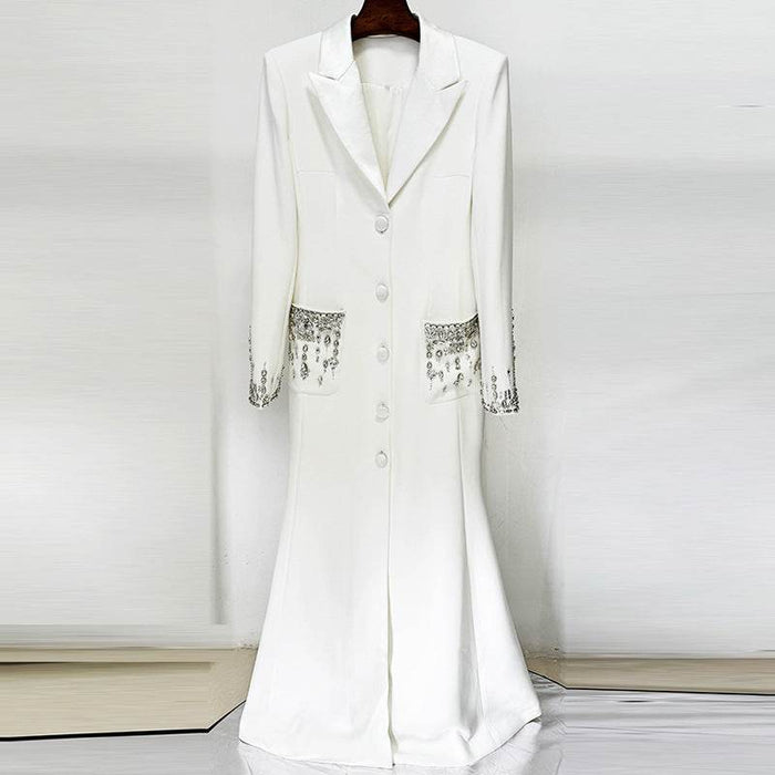 Dio Fashionable Elegant Mermaid Beaded Suit Collar Dress Blazer - Dio Kollections