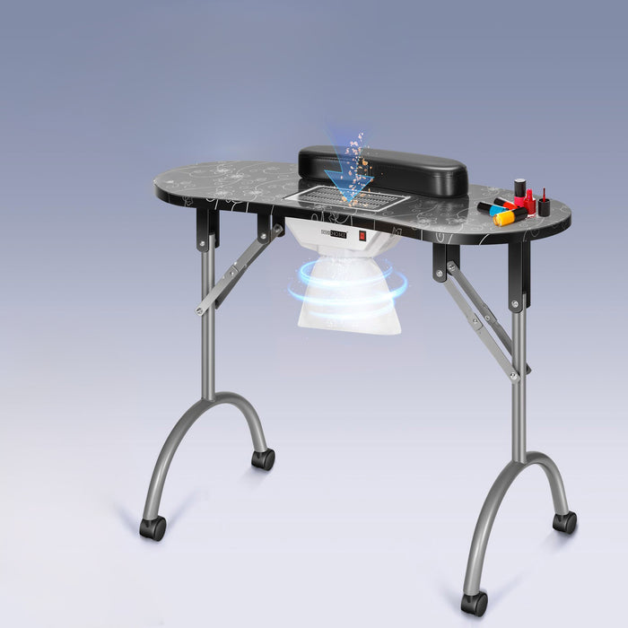 Portable workbench with tools on a gray background