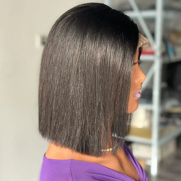 Woman with a stylish haircut in a salon setting