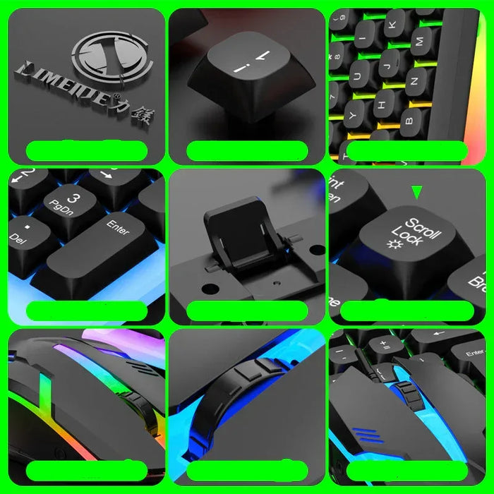 Collage of keyboard components and features with Limeide branding on a green background.