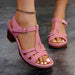 Summer New Solid Color Fish Mouth Thick Heel One-Way Buckle Strap High Heel Sandals - Dio Kollections