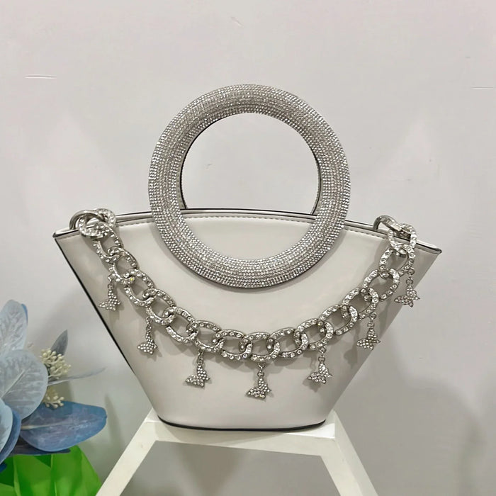 Diamond Round Handle Satchel Basket Bag Single Shoulder Crossbody Bag