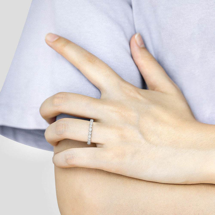 S925 Silver Women's Sterling Row Ring Same Row Diamond Zircon Women's Silver Ring Z+2 1/2 - Dio Kollections