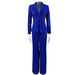 Blue suit on a mannequin against a white background