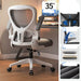 Ergonomic office chair with features highlighted on the right side
