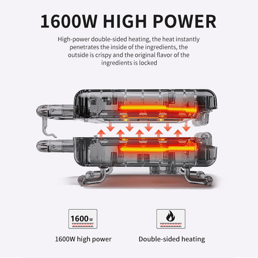High-power double-sided heating element with 1600W label on a white background