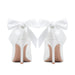Dio Lace Shallow Mouth Pointed Toe Thread Bow Wedding Shoes - Dio Kollections
