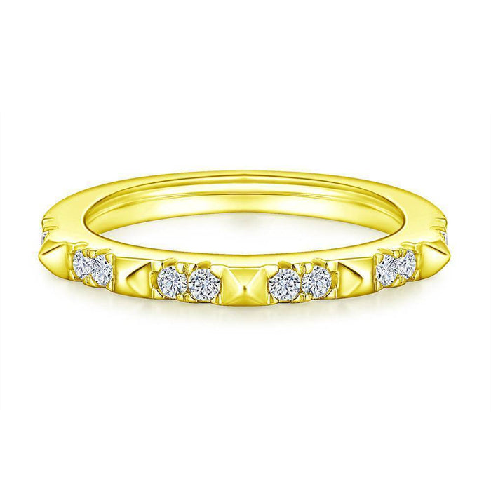 S925 Silver Women's Sterling Row Ring Same Row Diamond Zircon Women's Silver Ring Z+2 1/2 - Dio Kollections