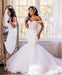 Dio Women's Luxury Off Shoulder Lace up Closure Sweep Train Beaded Mermaid Wedding dress Bridal Gowns - Dio Kollections