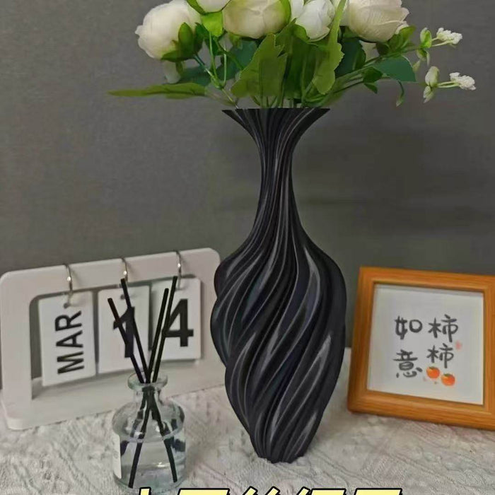 Large Twisted Silk White Art Vase - Modern Nordic Decor - Dio Kollections