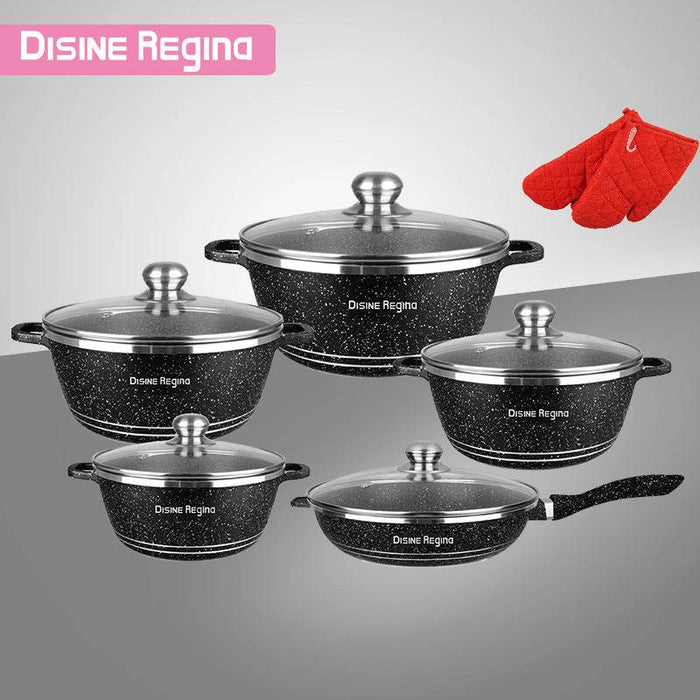 Disine Regina 12-Piece Korean Style Non-Stick Aluminum Cookware Set - Dio Kollections