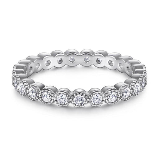 S925 Silver Women's Sterling Row Ring Same Row Diamond Zircon Women's Silver Ring Z+2 1/2 - Dio Kollections