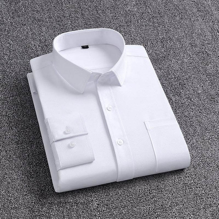 Men's Shirt With Pockets Middle-Aged Long-Sleeved Casual No-iron Four-Sided Stretch Business Shirt - Dio Kollections