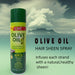 Olive oil hair sheen spray can with scenic background