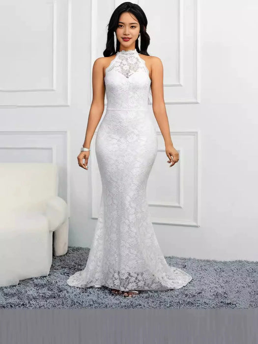 Dio 2024 Mermaid Backless High Neck Wedding Dress - Dio Kollections