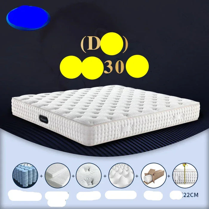 White mattress with LEIZI branding and product features on a dark background