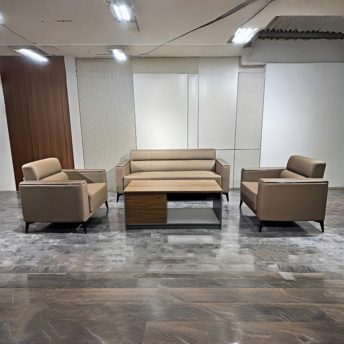 Genuine Leather Three-Seater Set Modern Business Office Reception Sofa