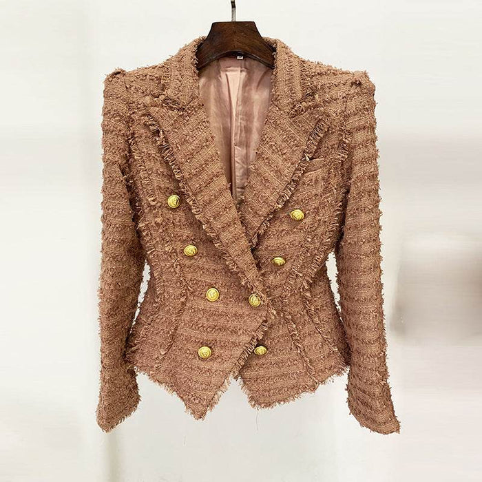 Dio Elegant Slim Fit Tweed Blazer with Tassel Detail - Dio Kollections