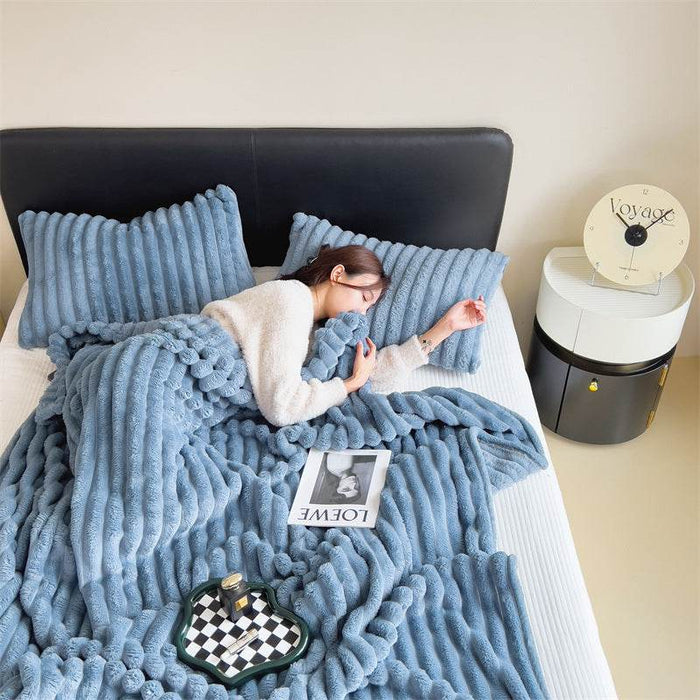 Rabbit Velvet Blanket Solid Color Summer Season Bedding Thickened Warm Milk Velvet Blanket Flannel Cover Blanket Nap Sofa Blanket - Dio Kollections