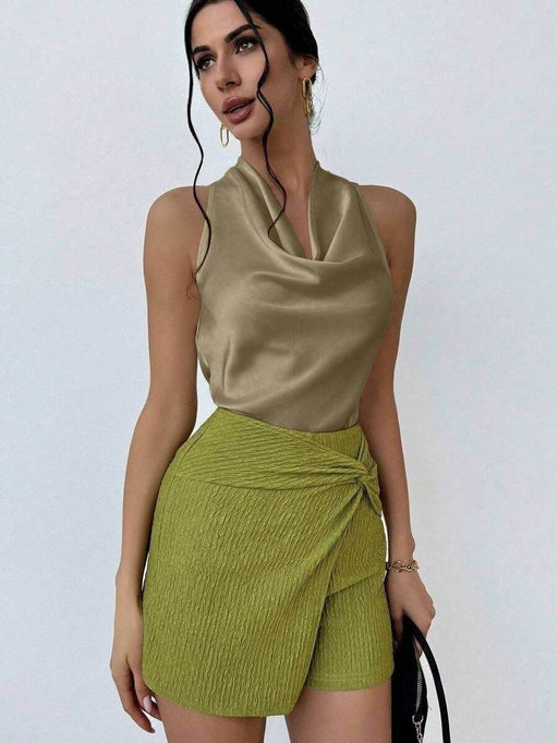 Elegant Sleeveless Satin Shirt for Spring/Summer Top Blouse - Dio Kollections