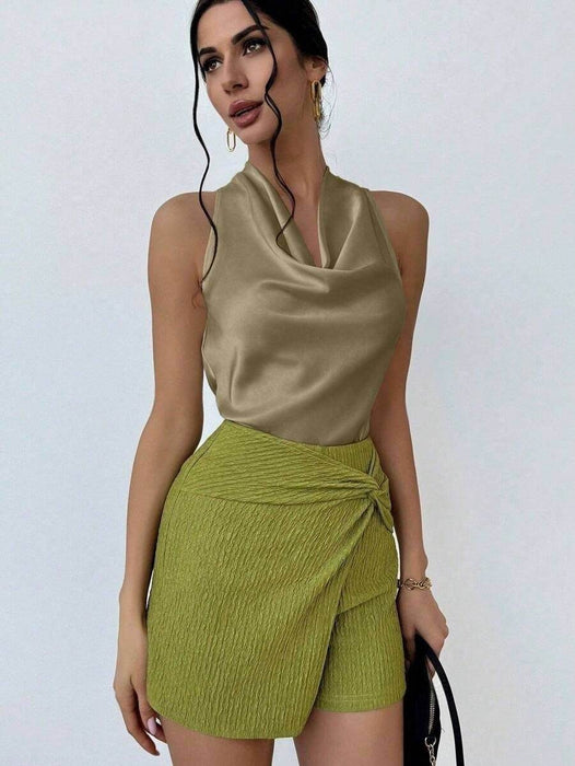 Elegant Sleeveless Satin Shirt for Spring/Summer Top Blouse - Dio Kollections