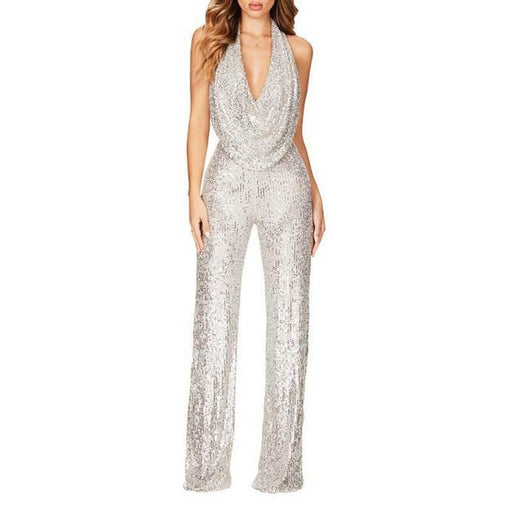 Dio Sleeveless Halter Sequined Women's One Piece Jumpsuit - Dio Kollections