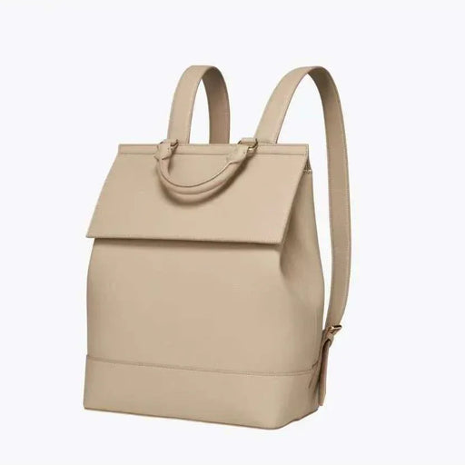 Beige backpack on a white background