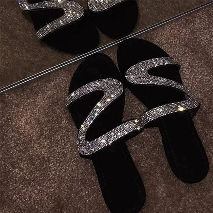 Dio Glitter Crystal Flip Flops Flat Sandal - Dio Kollections