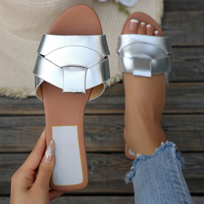 Plus Size Slippers 2025 Summer Versatile Style Cross Flat Slippers Size 35-43 - Dio Kollections
