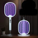 Insect swatter with purple light on a dark background