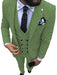 Green patterned suit with a white shirt and black tie on a white background