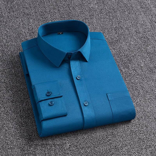 Men's Shirt With Pockets Middle-Aged Long-Sleeved Casual No-iron Four-Sided Stretch Business Shirt - Dio Kollections