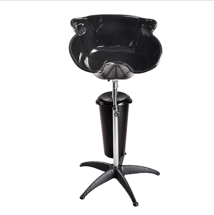 Black hair washing bowl with stand on a white background