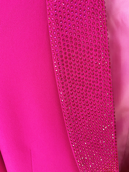 Celebrity Fashion Luxury Ostrich Real Feather Rhinestone Green Fruit Collar Blazer